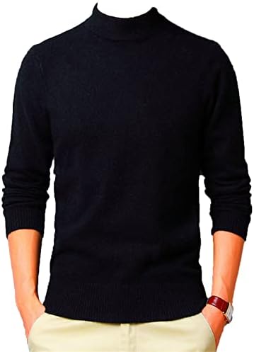 סוודר צווארון הגולף הקלאסי של גברים סוודר חולצה ארוכה סוודר מזדמן בצבע אחיד בצבע אחיד