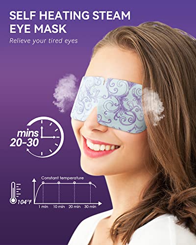 Prociv 10 חבילות מסכות עיניים של Lavender Steam, מסכות עיניים מחוממות לעיגולים כהים ונפיחות מסכות עיניים מחממות חד פעמיות לכאבי ראש מרגיעים