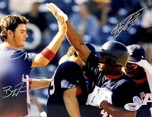 Howie Kendrick & Brandon Wood חתמו בייסבול 8x10 צילום PSA R54306 Angels - תמונות MLB עם חתימה