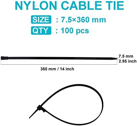 קשרי כבלים לשימוש חוזר בקשרי רוכסן בגודל 14 אינץ