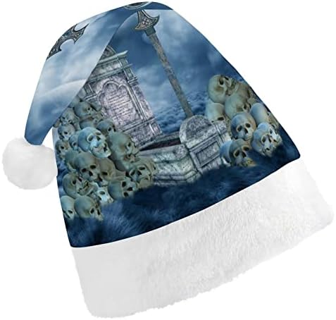 פנטזיה נוף עם עצמות וקבר חג המולד כובע סנטה כובע מצחיק חג המולד כובעי חג מסיבת כובעי עבור נשים / גברים