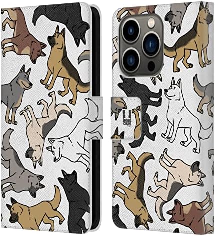 ראש מקרה עיצובים הפומרני כלב גזע דפוסים עור ספר ארנק מקרה כיסוי תואם עם אפל אייפון 14 פרו