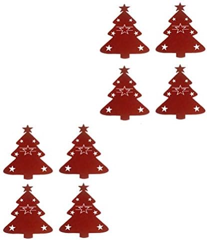 8 יחידות חג המולד כלי שולחן מחזיקי מזלגות כפית תיק חג המולד עץ כלי כסף פאוץ כיסים סכום כלי שולחן אחסון תיק חג המולד ארוחת ערב שולחן קישוטים