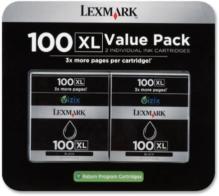 Lexmark 100XL שחור תשואה גבוהה תשואה מחזקת דיו מחסנית דיו מארז תאום
