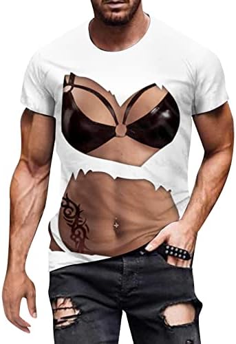 שרירי גברים תלת מימד הדפסה דיגיטלית חולצת טי אביב וטיי קיץ אישיות טופיות בטן שרירים