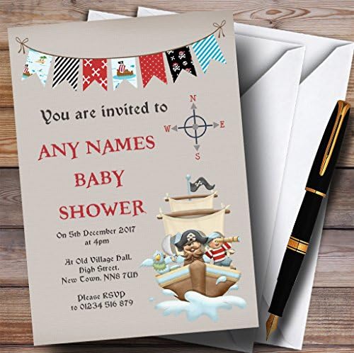 ספינת פיראטים גבתון הזמנות תינוק מקלחת הזמנות