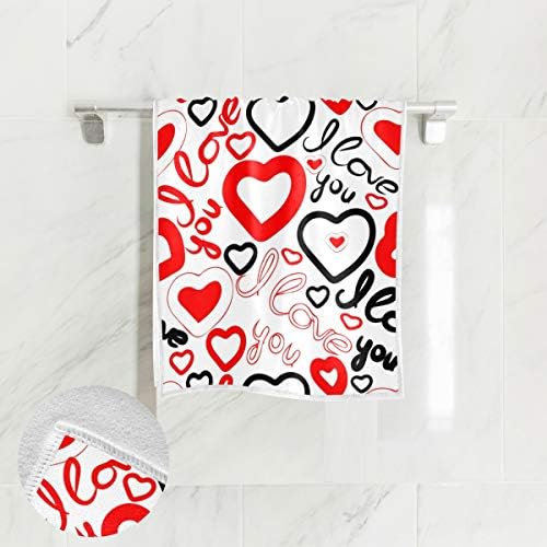 Alaza Valentine's Love Love Heart מגבת מגבת יוגה כושר כותנה פנים כותנה מגבות ספא ​​סופגות רב תכליתי למטבח אמבטיה מלון בית תפאורה 15x30