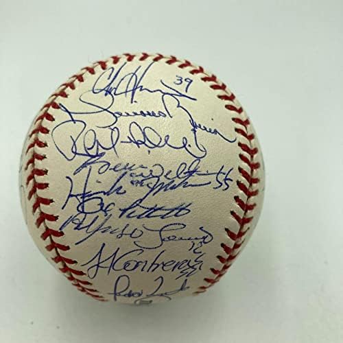 נבחרת ינקי 2003 חתמה על בייסבול בייסבול של ליגת המייג'ור דרק ג'טר ומריאנו ריברה JSA - כדורי בייסבול חתימה