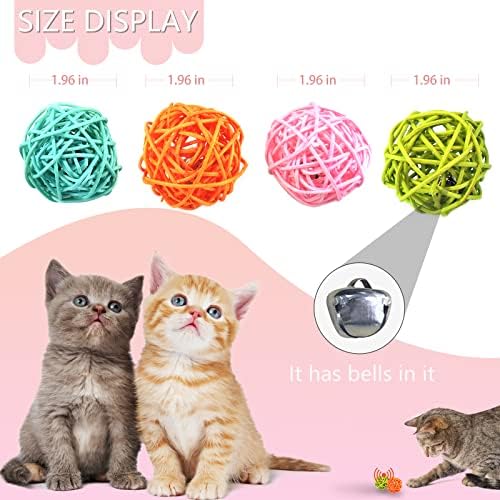 אנדיקר חתול כדורי, 5 יחידות צבעוני ולבנות פעמון חתול קול כדור צעצוע ציפור צעצועי טבעי לשחק כדורי תוכי מכרסם צעצוע ללעוס ולרדוף חתול צעצועים