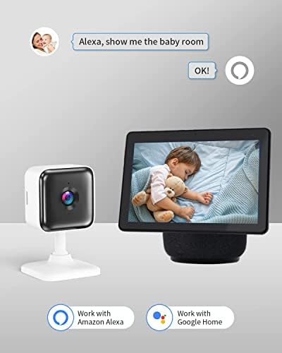 מצלמה מקורה 1080p FHD Wi-Fi מצלמת אבטחה ביתית חכמה עם ראיית לילה, שמע דו כיווני, גילוי תנועה, לתינוקות/חיית מחמד/מטפלת/קשישים, תואם לאלכסה