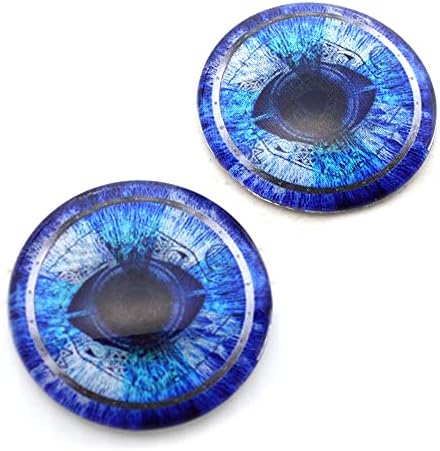 עיני זכוכית אודין כחולה פנטזיה קאבושונים זוג לחלקים בובת אמנות, פיסול, ייצור תכשיטים, מיסוי, עורב, תליון פנטזיה כיפה שטוחה