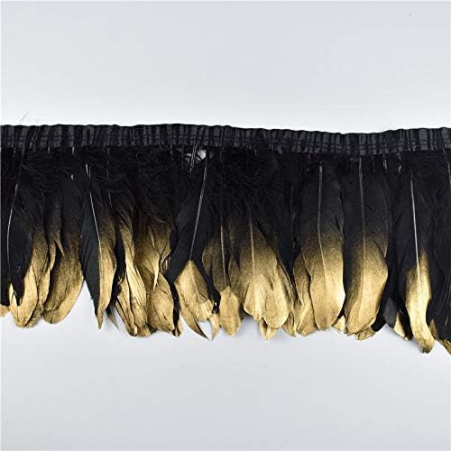 2 מטר זהב טבל שחור אווז נוצות לחיתוך פרינג 'סרטי 15-20 ס מ 6-8 נוצה עבור מלאכות שמלת חצאית בגדי חתונה נוצות