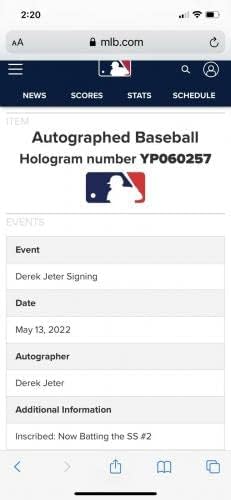 דרק ג'טר עכשיו מכה את הקצרה מס '2 חתום בייסבול בייסבול MLB HOLO - כדורי בייסבול עם חתימה