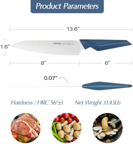 סכין שף יפנית בגודל 8 אינץ', סכין מטבח בגודל 5.5 אינץ', פלדה גרמנית, עם ידית ארגונומית למטבח ביתי ומסעדה