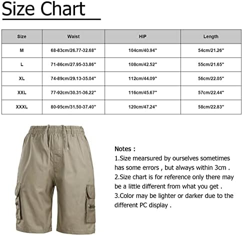 מכנסיים קצרים של Wenkomg1 לגברים, שרוך מכנסי מטען קצרים באורך ברך מכנסי עבודה מותניים אלסטיים מכנסיים קצרים טקטיים