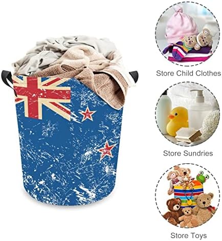 ניו זילנד רטרו דגל מתקפל סל כביסה סל כביסה עם ידיות כביסה סל בגדים מלוכלכים תיק עבור מכללת במעונות, משפחה