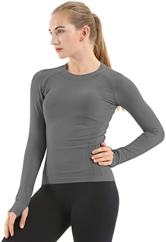 חולצות אימון חלקות של Mathcat לחולצות לנשים שרוול ארוך צמרות יוגה ספורט חולצה ריצה