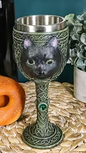 אברוס ויקה מיסטית מכשפה שעה שחור חתול יין גביע 7 עוז חתולים חתולים סלטיק יין קשרים משקאות גביע גביע כוס עם ירוק אבני חן