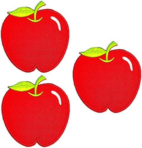 תפוח אדום פירות רקום ילדים קריקטורה אפליקצית ברזל על לתפור על סמל בגדי תלבושות