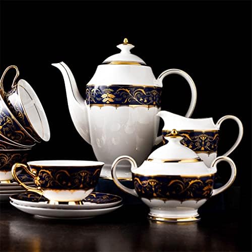 GGEBF אירופאי 15 יחידים עצם סין עיצוב תה סט תה קרמיקה חרסינה סיר תה כוס ותה אחר הצהריים של צלוחית עם עיצוב קו זהב