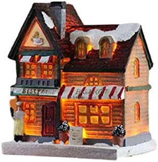 Uxzdx cujux קישוטים לחג המולד מגדלור סצנת חג המולד כפר בתים עיר עם חלום לבן חם בסגנון אירופאי בית שלג מתנה לילדים