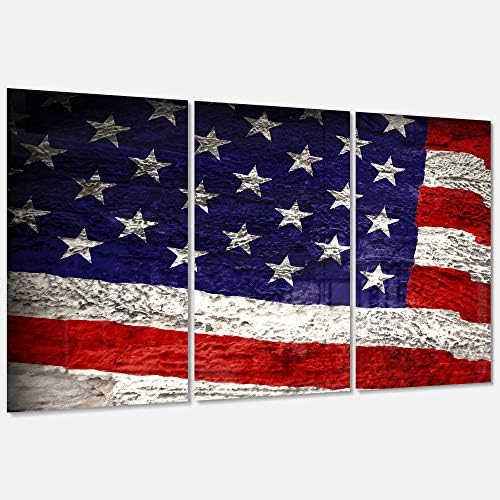 עיצוב אמנות גדול דגל אמריקאי צבעי מים-מבריק מתכת קיר אמנות, 28 60 1 ד 5 דף, אדום