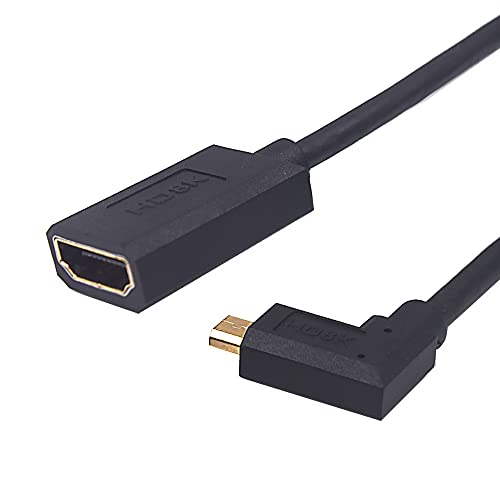 Kework 4ft hdmi 8k מאריך כבל מפותל, 90 מעלות זווית שמאלה מיקרו HDMI 8K זכר ל- HDMI 8K כבל מגן מתאם הנשים, מיקרו HDMI 2.1 ל- HDMI 2.1 גרסת