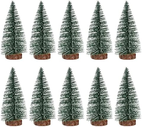 Sentop, 10 יחידים מיני עצי כפור שלג לחג המולד, עץ אורן מלאכותי עם בסיס עץ כפור שלג לקישוטים לחג המולד Diy Craft Cartim Kecord