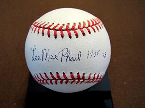 Lee Macphail Hof 98 Yankees Exec Present נשיא חתום Auto VTG OAL Baseball JSA - כדורי בייסבול עם חתימה