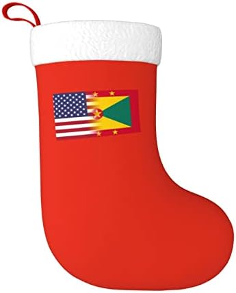 TZT דגל אמריקאי ודגל גרנדה גרבי חג המולד, מתנות למסיבת חג חג המולד לקישוטים לחג משפחתי 18 אינץ '