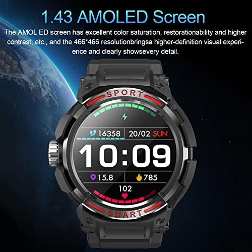 AVOMEB 2 ב 1 שעון חכם עם אוזניות, IP67 אטום מים 1.43 אינץ