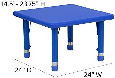 פלאש ריהוט רן 24 כיכר כחול פלסטיק גובה מתכוונן פעילות שולחן