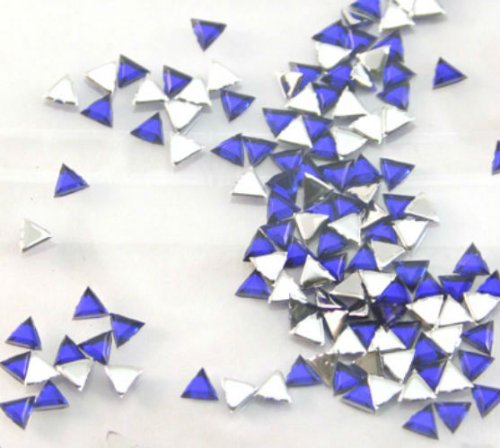 אבץ צבע נייל אמנות אקריליק ריינסטון כחול משולש 100 חתיכה קישוט