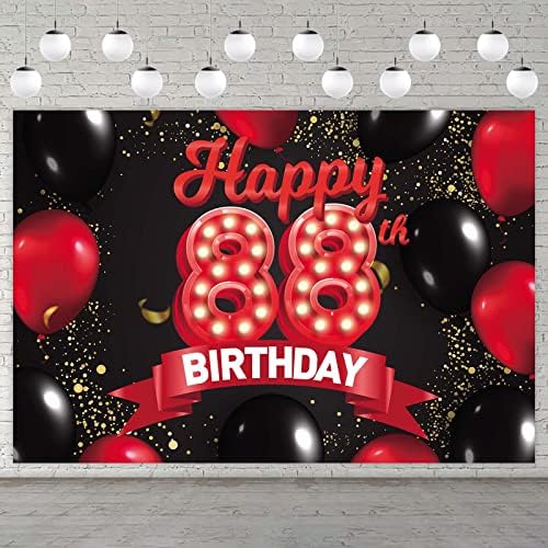 שמח 44 יום הולדת אדום ושחור באנר רקע קישוטי בלוני נושא דקור עבור בנות נשים נסיכת 44 שנים יום הולדת מסיבת יום הולדת תא צילום אבזרי אספקת