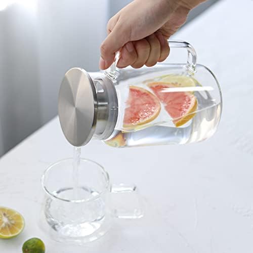 קנקן זכוכית חותם עם מכסה - נהדר למיץ תוצרת בית ותה קר או לבקבוקי חלב זכוכית