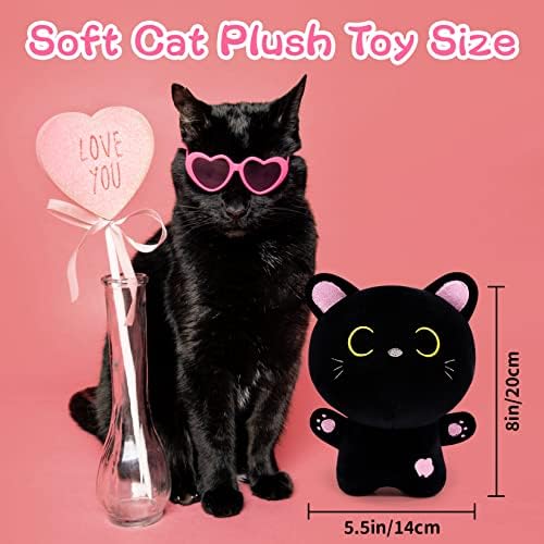 חג האהבה חג האהבה מתנה שחור חתול קטיפה עבור חברה, רך שחור חתול ממולא בעלי החיים כרית צעצוע, חמוד חתול קטיפה ממולא בובת צעצוע האהבה יום