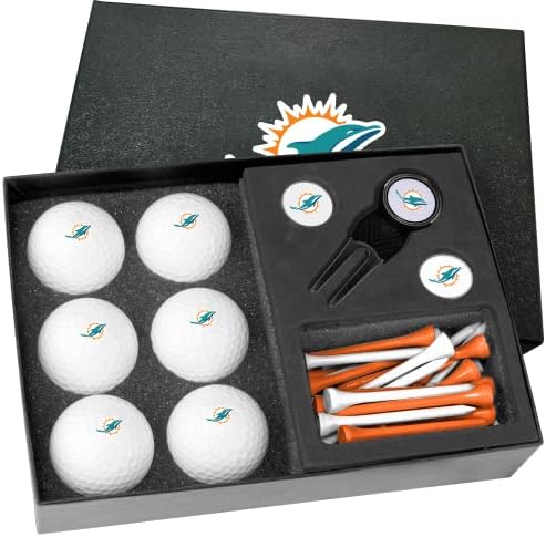 Golfballs.com מיאמי דולפינים חצי תריסר מתנה להגדיר עם כלי דיבוט-כדורים ריקים